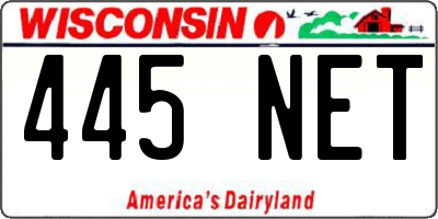 WI license plate 445NET