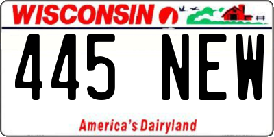 WI license plate 445NEW