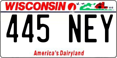 WI license plate 445NEY