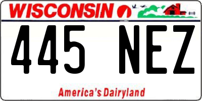 WI license plate 445NEZ