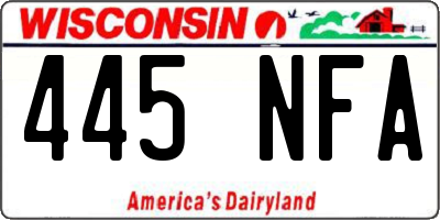 WI license plate 445NFA