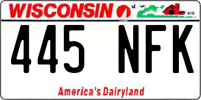 WI license plate 445NFK