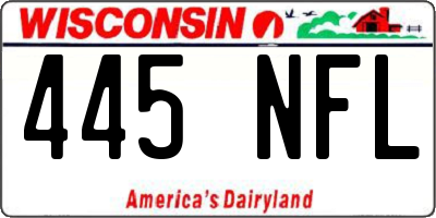WI license plate 445NFL