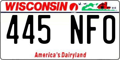 WI license plate 445NFO
