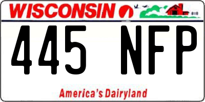 WI license plate 445NFP