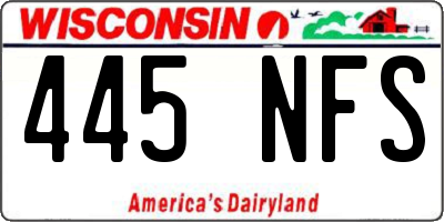 WI license plate 445NFS