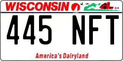 WI license plate 445NFT