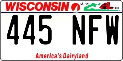 WI license plate 445NFW