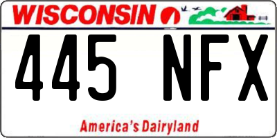 WI license plate 445NFX