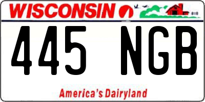 WI license plate 445NGB