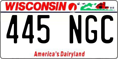 WI license plate 445NGC