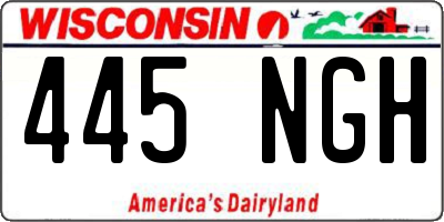 WI license plate 445NGH
