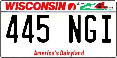 WI license plate 445NGI