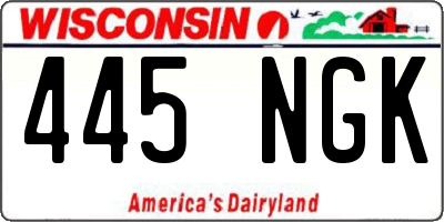 WI license plate 445NGK
