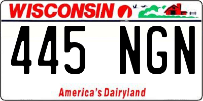 WI license plate 445NGN