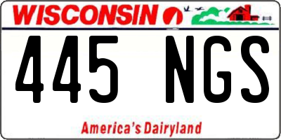 WI license plate 445NGS
