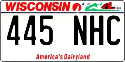 WI license plate 445NHC