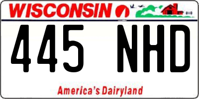 WI license plate 445NHD