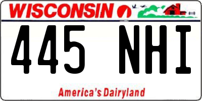WI license plate 445NHI