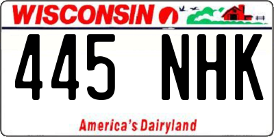 WI license plate 445NHK