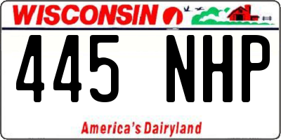 WI license plate 445NHP