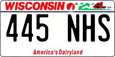 WI license plate 445NHS