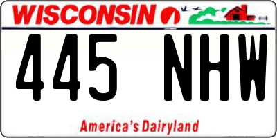 WI license plate 445NHW