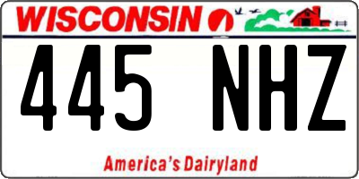 WI license plate 445NHZ