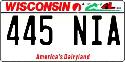 WI license plate 445NIA