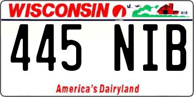 WI license plate 445NIB