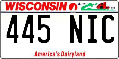 WI license plate 445NIC
