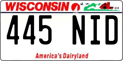 WI license plate 445NID