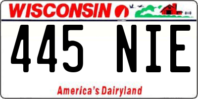 WI license plate 445NIE