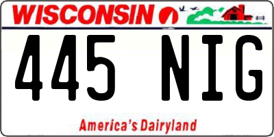 WI license plate 445NIG