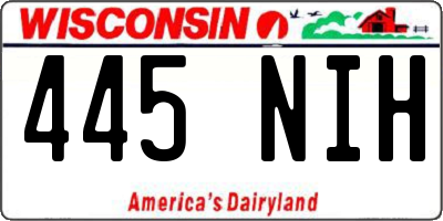 WI license plate 445NIH