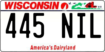 WI license plate 445NIL