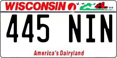 WI license plate 445NIN