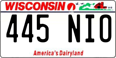 WI license plate 445NIO