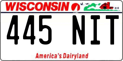 WI license plate 445NIT