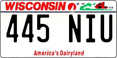 WI license plate 445NIU