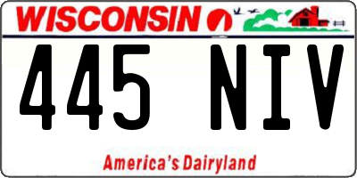 WI license plate 445NIV