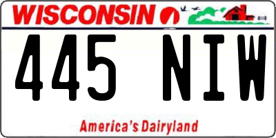 WI license plate 445NIW