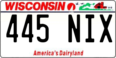 WI license plate 445NIX