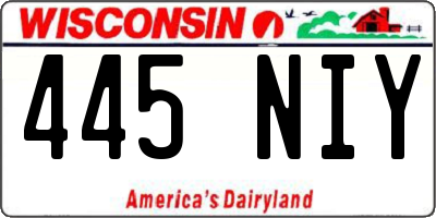 WI license plate 445NIY