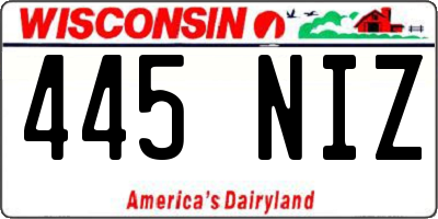 WI license plate 445NIZ