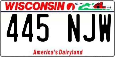 WI license plate 445NJW