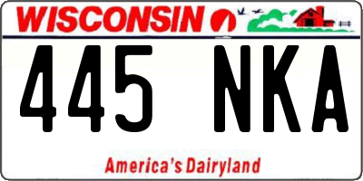 WI license plate 445NKA