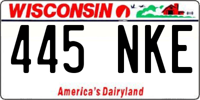 WI license plate 445NKE
