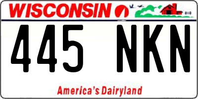 WI license plate 445NKN