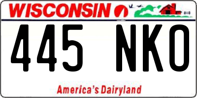 WI license plate 445NKO